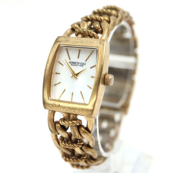 Kenneth Cole Womens Gold Tone MOP Watch 22mm Barrel Metal Chain Bracelet KC4562 - Picture 1 of 16